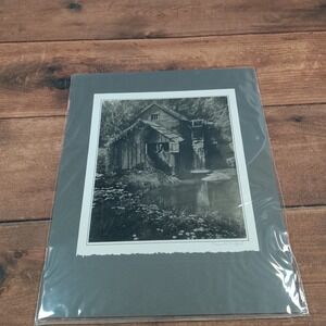 Edward Bafford Water Mill Vintage Bromoil Silver Print Photo Mated Art 12x10